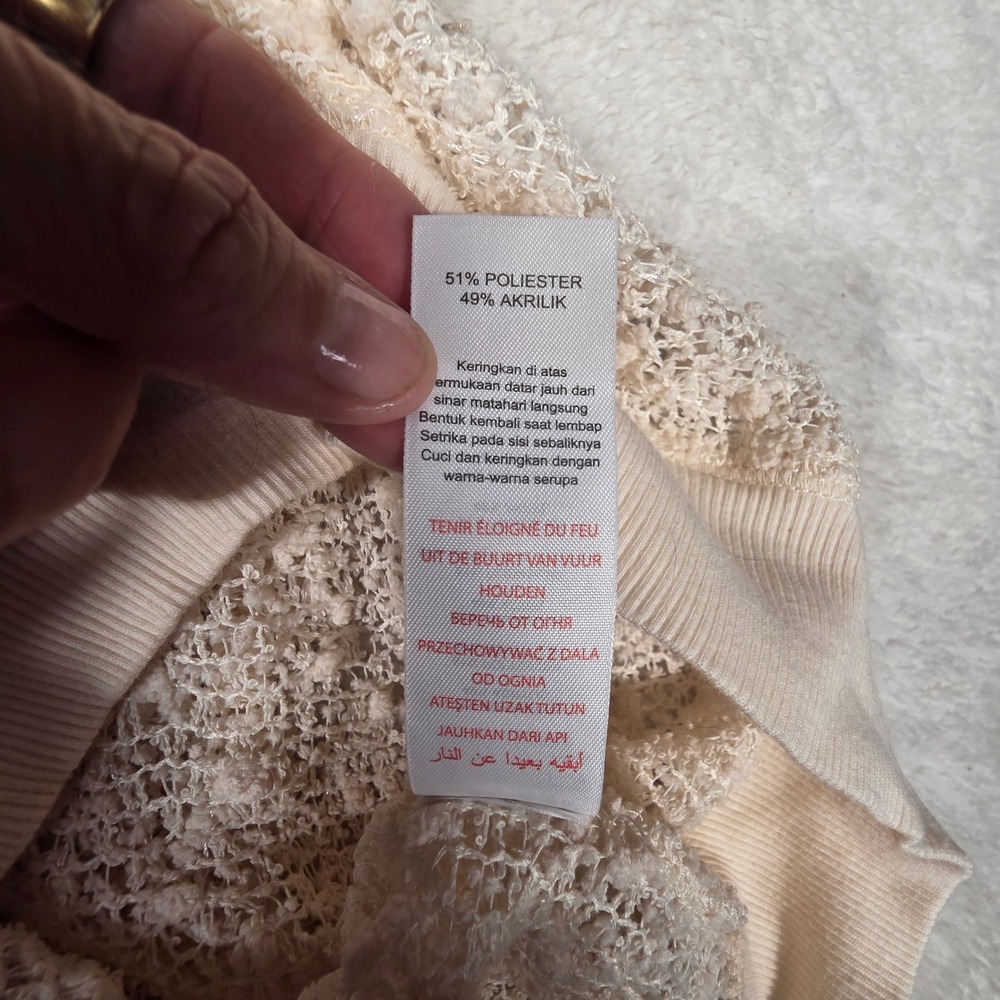 Unbranded Open Knit Sweater Women Medium Cream Good Textured Boho Fairycore - Picture 7 of 8